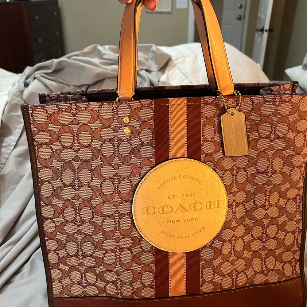Coach Brown and Tan Tote Bag